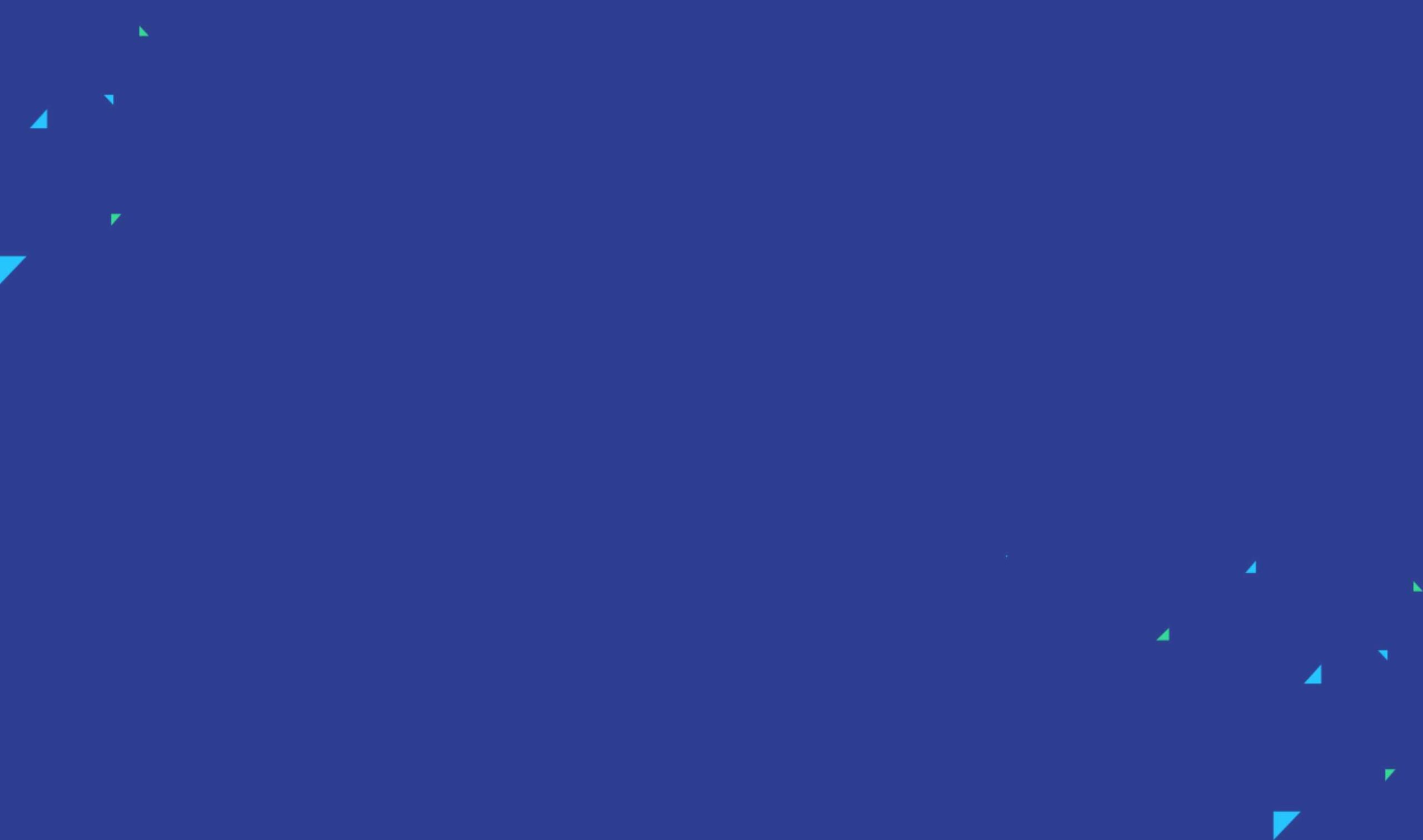 Dark blue background with small pale blue and green triangles